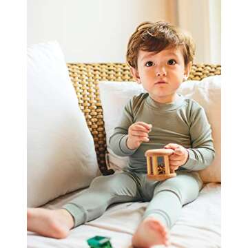 VAENAIT BABY Kids Long Sleeve Modal Sleepwear Pajamas 2pcs Set Modal Mint L