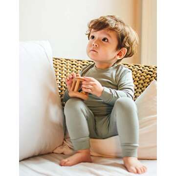 VAENAIT BABY Kids Long Sleeve Modal Sleepwear Pajamas 2pcs Set Modal Mint L