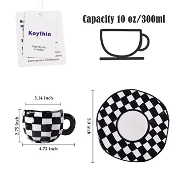 Koythin Ceramic Coffee Mug - Cute Handmade Plaid Design