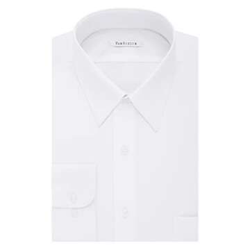 Van Heusen Men's Size Tall Fit Dress Shirts Poplin, White, 19" Neck 37"-38" Sleeve