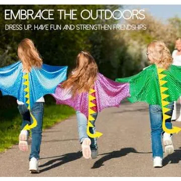 IROLEHOME Dragon-Wings Costume for Kids Mask Dinosaur Dress Up Cape for Boys Girls Halloween-Party Gifts Toys (metallic blue) (metallic blue)