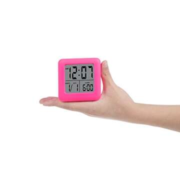 Alarm Clock, Digital Clocks,Snooze NightLight Alarm Clocks for Students Back to School, Kids & Teens (Hot Pink)