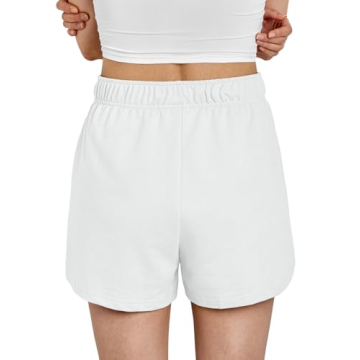 AUTOMET Womens Sweat Shorts Trendy Casual Athletic Running Summer Vacation Outfits Comfy 2025 Fashion Workout Clothing White M