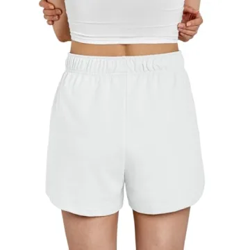 AUTOMET Womens Sweat Shorts Trendy Casual Athletic Running Summer Vacation Outfits Comfy 2025 Fashion Workout Clothing White M