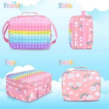 Cute Girls Insulated Pop Lunch Box - Spacious & Fun for School