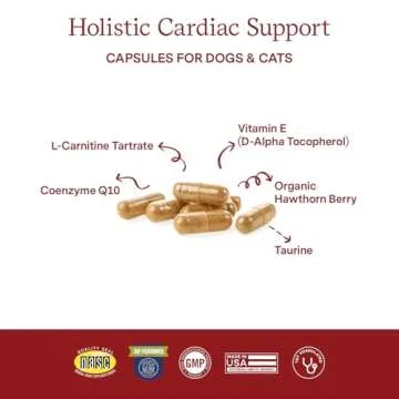 Fera Pets Cardiac Supplement for Dogs & Cats – 120 Capsules​ - Vet Created -Cardiovascular Function & Strength-Taurine, CoQ10, Organic Hawthorne Berry