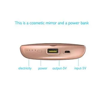 VinSa LED Lighted Travel Makeup Mirror, Multifunctional Makeup Mirror and Portable Charger (Rose Gold)