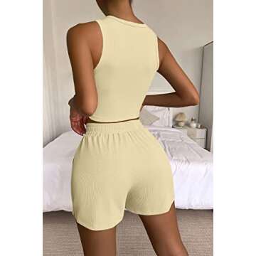 AUTOMET Two 2 Piece Outfits Matching Lounge Sets Workout Women Clothing Comfy Sweatsuits Sleeveless Crop Top Shorts Summer Tracksuits