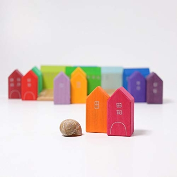 Moderngenic Little Houses Set - Colorful Wooden Toys for Kids