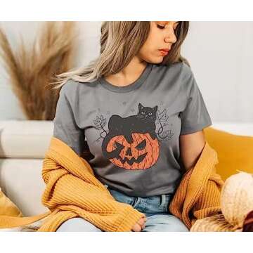 Cute Autumn Graphic Tees for Halloween and Thanksgiving