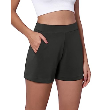 ODODOS Modal Soft Relaxed Shorts with Pockets for Women High Wasit Casual Shorts, Black, Medium