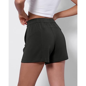 ODODOS Modal Soft Relaxed Shorts with Pockets for Women High Wasit Casual Shorts, Black, Medium