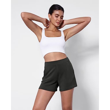 ODODOS Modal Soft Relaxed Shorts with Pockets for Women High Wasit Casual Shorts, Black, Medium