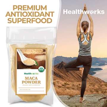 Healthworks Maca Powder Raw (32 Ounces / 2 Pounds) | Certified Organic Flour Use | Keto, Vegan & Non-GMO | Premium Peruvian Origin | Breakfast, Smoothies, Baking & Coffee