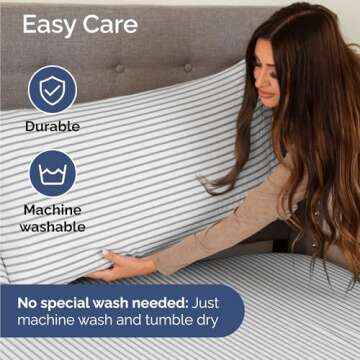 Twin Size 3 Piece Sheet Set - Comfy Breathable & Cooling Bed Sheets Set - Hotel Luxury Bedding for Women, Men, Kids & Teens - Deep Pockets, Easy-Fit, Super Soft, Wrinkle Free - Oeko-Tex - Grey Stripes