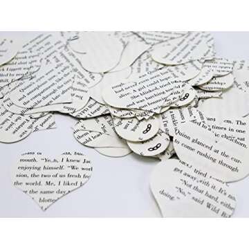 Book Page Heart Confetti 200 Piece Set for Events