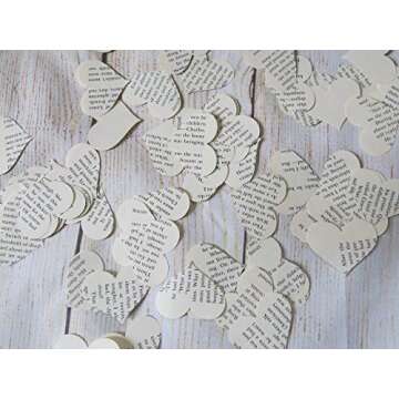 Book Page Heart Confetti 200 Piece Set for Events