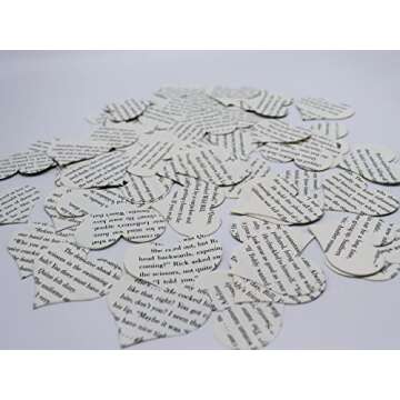 Book Page Heart Confetti 200 Piece Set for Events