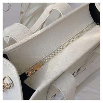 PU Tote Bag for Women Simple Large-capacity Tote Bag Crossbody Tote Bag Messenger bag Handbag Zipper Fashion Tote Bag S