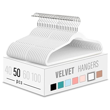 Velvet Clothes Hangers (50 Pack) Heavy Duty Durable Suit Hanger Vibrant Color Hangers Lightweight Sp...