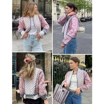 Yimoon Reversible Cropped Puffer Jacket Floral Print