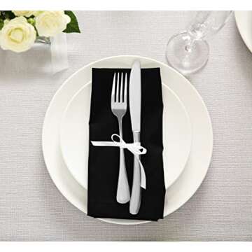 Utopia Kitchen Black Cloth Napkins [12 Pack, 18x18 Inch] Absorbent Cotton Blend Washable and Reusable for Dinner, Restaurant, Lunch, Wedding and Hotel