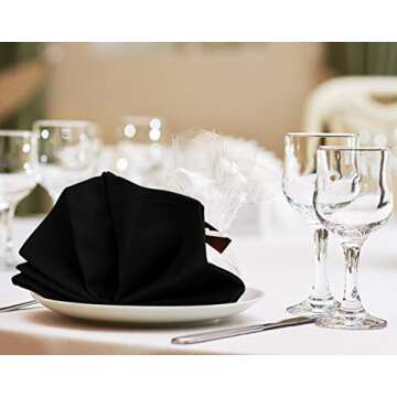 Utopia Kitchen Black Cloth Napkins [12 Pack, 18x18 Inch] Absorbent Cotton Blend Washable and Reusable for Dinner, Restaurant, Lunch, Wedding and Hotel
