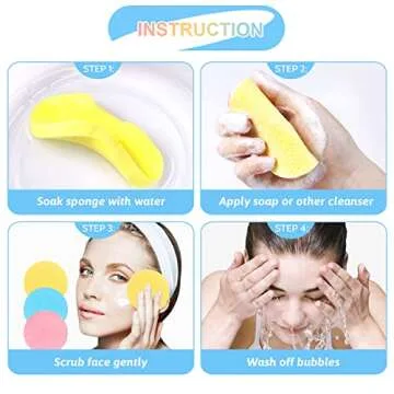 120 Pieces Facial Sponge Compressed,Professional Makeup Removal Sponge,Round Face Cleaning Sponge for Spa,Exfoliating,Mask(Yellow,Pink,Blue)