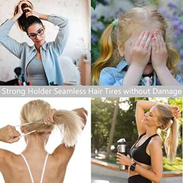 100PCS Black Elastic Hair Ties Bulk for Women Girls, Cotton Seamless Hair Bands No Damage, Elastic Ponytail Holders for Thick Thin Hair (2 Inch in Diameter)