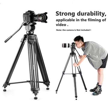 Neewer Professional 61 inches/155 Centimeters Aluminum Alloy Video Camera Tripod with 360 Degree Fluid Drag Head,1/4 and 3/8-inch Quick Release Plate and Bag,Load up to 13.2 pounds/6 kilograms