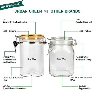 Urban Green Glass Storage Canister Set with Bamboo Lids