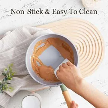 ROCKURWOK Ceramic Nonstick Sauce Pan with Lid, 2 Quart Cooking Pot, Small Saucepan with Steamer, PTFE& PFAS-Free, Wooden Handle for Cool Touch, Universal Base(Gas, Electric & Induction), Green