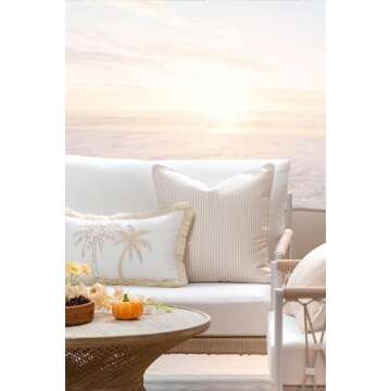 Hofdeco Premium Fall Coastal Patio Indoor Outdoor Lumbar Pillow Cover Only, 12"x20" Water Repellent ...