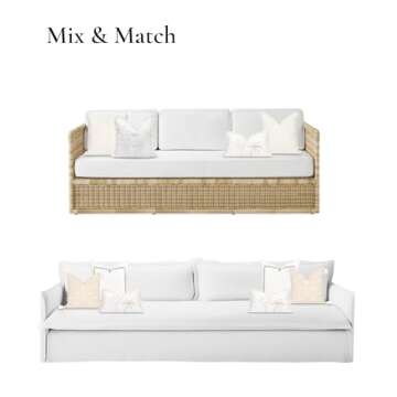 Hofdeco Premium Fall Coastal Patio Indoor Outdoor Lumbar Pillow Cover Only, 12"x20" Water Repellent for Backyard, Couch, Neutral Tan Embroidered Coconut Tree with Fringed Trim