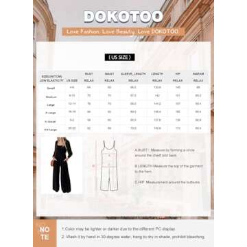 Dokotoo Women's Casual Loose Overalls Jumpsuits One Piece Long Sleeve Wide Leg Long Pant Rompers With Pockets