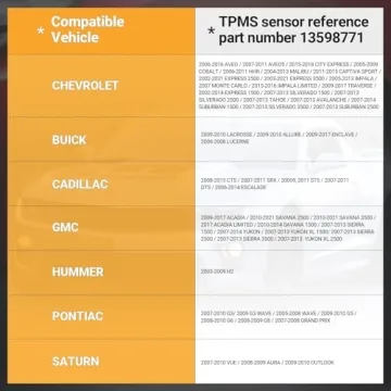 4-Pack TPMS Sensors for Chevy GM Vehicles 315MHz