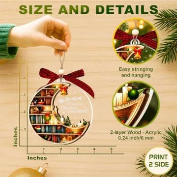 Bookshelf Christmas Ornament 2025 for Book Lovers and Decor