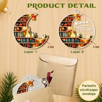Bookshelf Christmas Ornament 2025 for Book Lovers and Decor