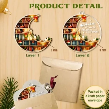 Bookshelf Christmas Ornament 2025 for Book Lovers and Decor