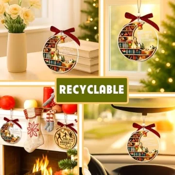 Bookshelf Christmas Ornament 2025 for Book Lovers and Decor