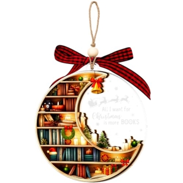 Bookshelf Christmas Ornament 2025 for Book Lovers and Decor