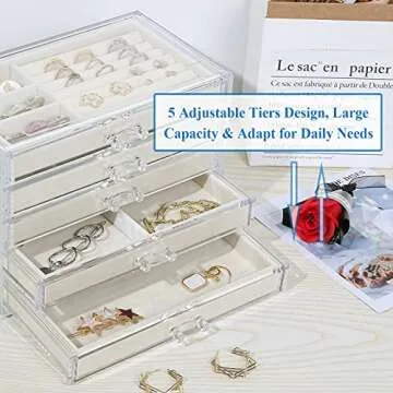 Elegant Acrylic Jewelry Organizer with 5 Drawers for Gift Giving