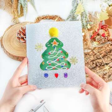 Sliver Glitter Cardstock Paper, 15 Sheets 12" x 12" 300gsm/110Ib Square Colored Card Paper for Crafts DIY Projects Card Making Birthday Wedding Decoration UAP21SR15