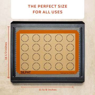 Silpat The Original Perfect Macaron Non-Stick Silicone Baking Mat, 11-5/8" x 16-1/2"