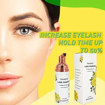 Lash Shampoo for Lash Extensions Lash Shampoo 60 ml + Brush, Deep Clean Eyelid Foaming Eyelash Cleanser for Extensions and Natural Lashes, Paraben & Sulfate & Oil Free for Home and Salon Use