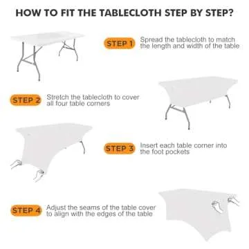 Spandex Table Cover 2 Pack 6FT White Fitted Tablecloths,Washable Wrinkle Resistant Stretch Table Cloth Rectangle for Party Hosting Supplies,Graduation Wedding Decorations,Vendor Display,Banquet