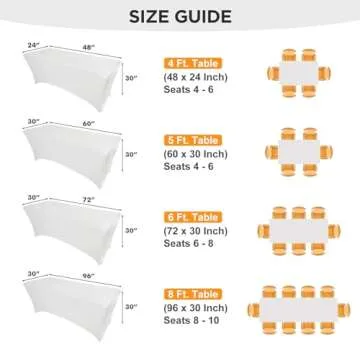 Spandex Table Cover 2 Pack 6FT White Fitted Tablecloths,Washable Wrinkle Resistant Stretch Table Cloth Rectangle for Party Hosting Supplies,Graduation Wedding Decorations,Vendor Display,Banquet