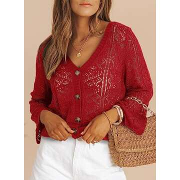 Stylish Dokotoo Women's Cardigan Sweater Lightweight V-Neck