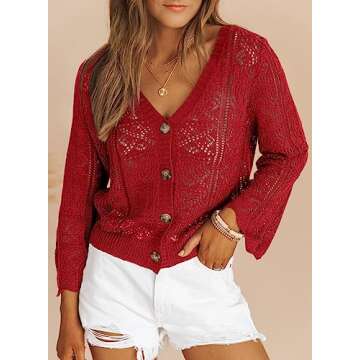 Stylish Dokotoo Women's Cardigan Sweater Lightweight V-Neck