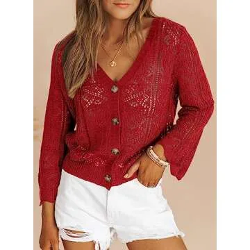 Stylish Dokotoo Women's Cardigan Sweater Lightweight V-Neck